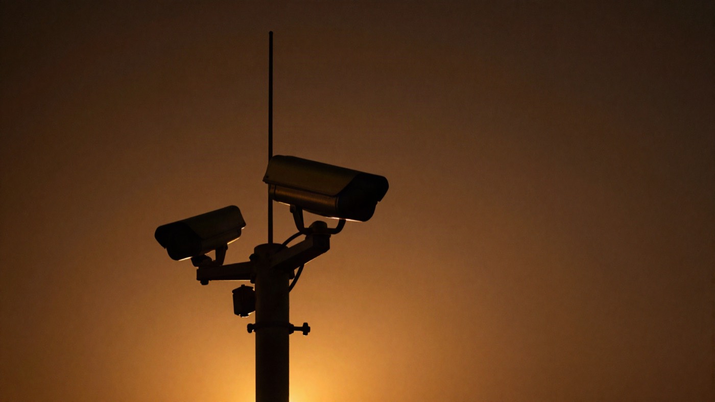 CCTV camera against a night sky